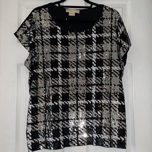 Michael Michael Kors size 1X sequined short sleeve blouse